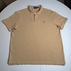 Polo Ralph Lauren Mens XL Classic Fit Tan Cotton Pique Short Sleeve Polo Shirt